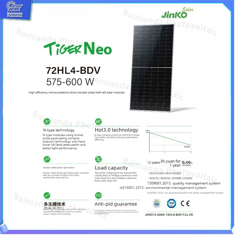 Jinko Solar Panel N-Type - لوح طاقة شمسية عالي القدرة من