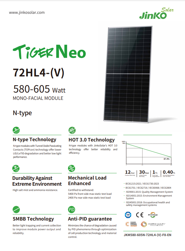 لوح شمسي عالي الجودة من جينكو  - مراجعة Jinko Solar Panel N-Type وسعره
